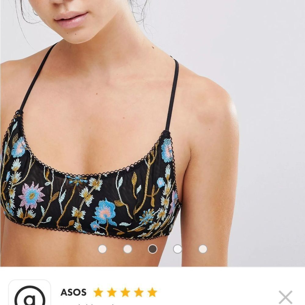 NEW Free people Intimately So Into You Bray Black Lace Floral Embroidered Bra XS - Picture 3 of 12